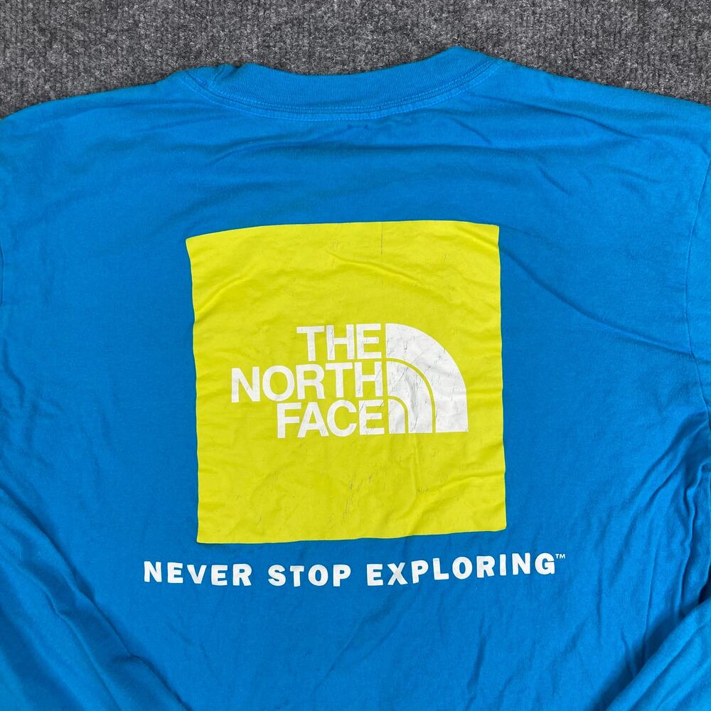 The North Face Long Sleeve T-Shirt Mens Small Blue Logo Casual Outdoor Tee